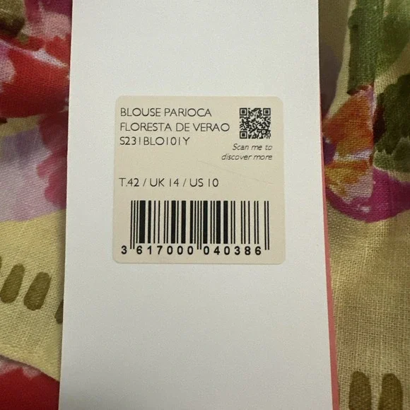 Sezane X Farm Rio Size US 10 Parioca Blouse One Shoulder Floral Crop Tropical - Picture 6 of 13